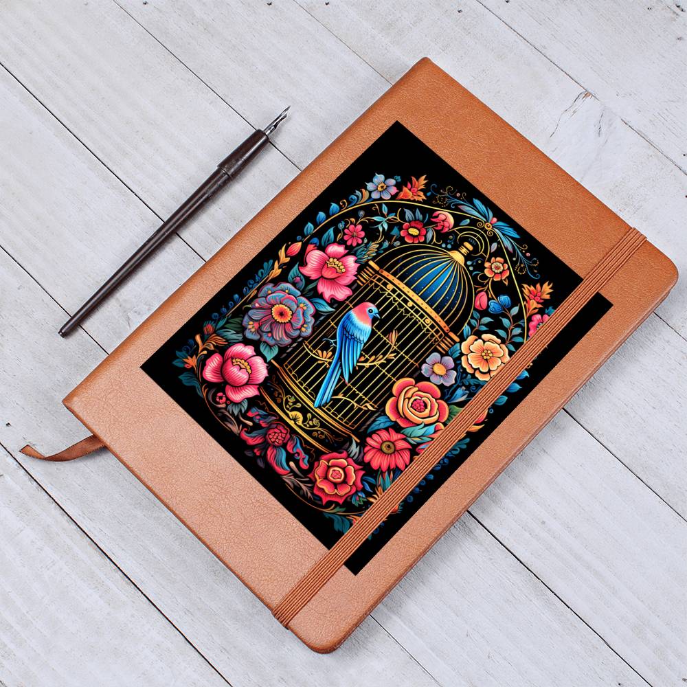 Birds And Floral Design 107 - Vegan Leather Journal