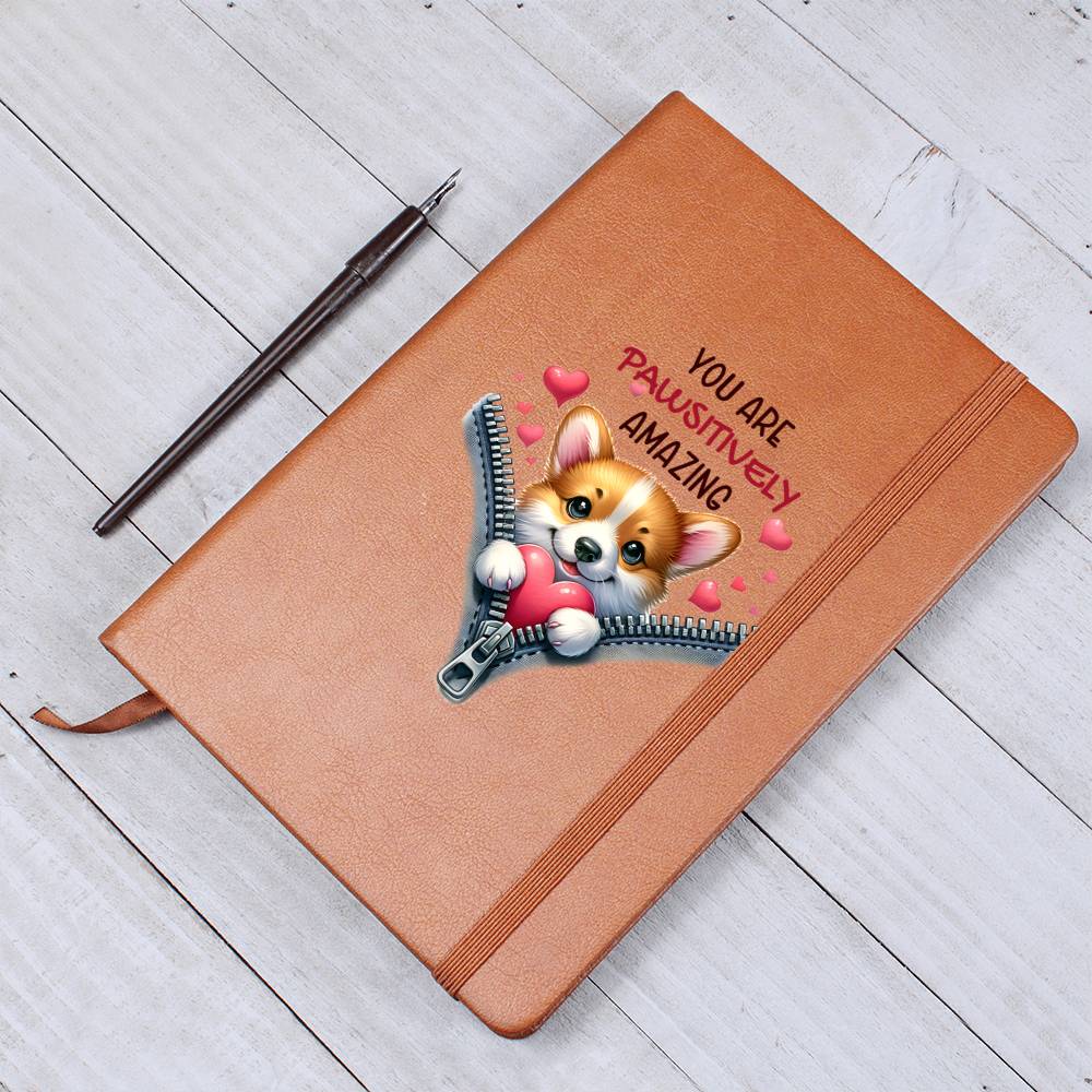 Valentine's Day Dog And Zipper 047 You Are Pawsitively Amazing - Vegan Leather Journal