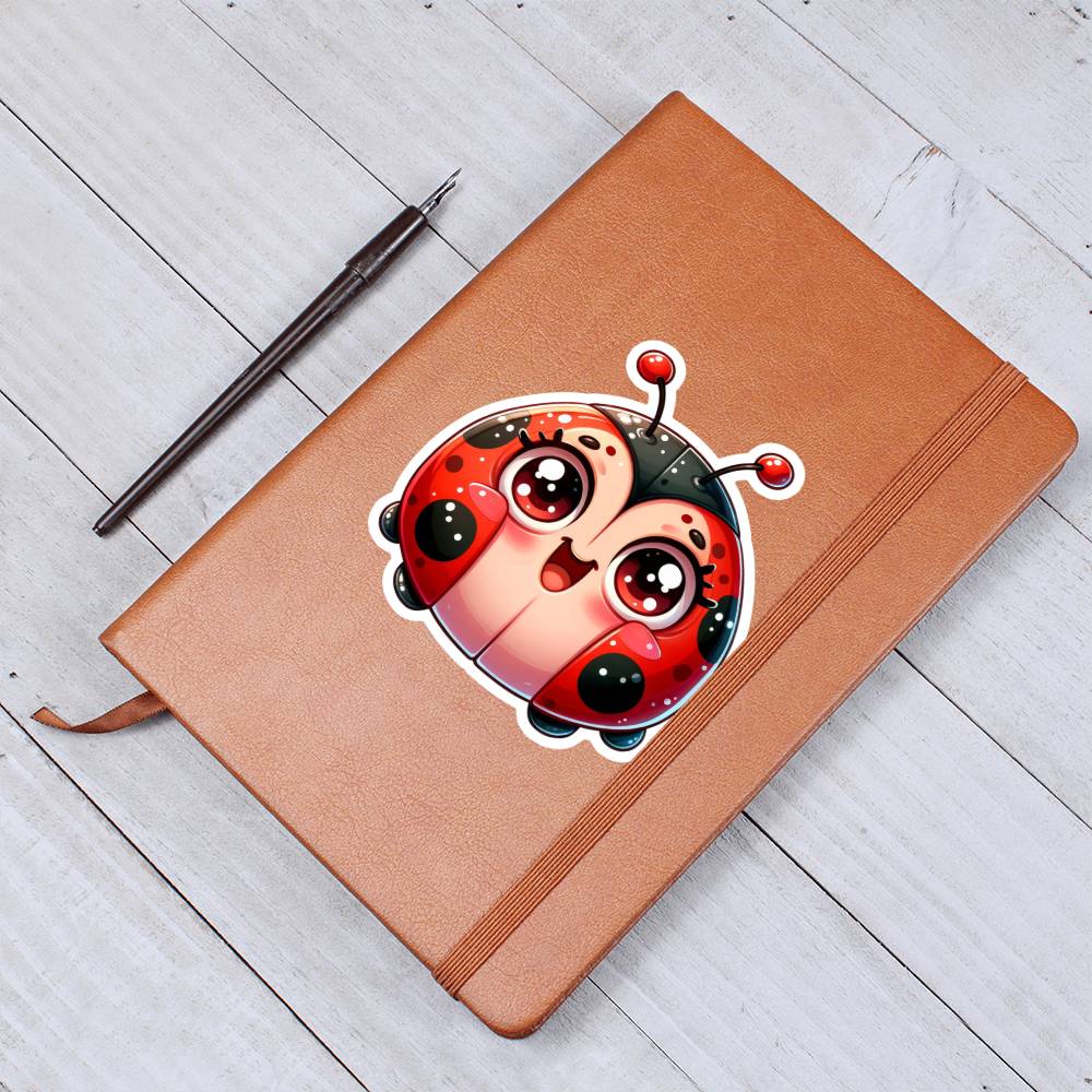 Cute Ladybug sticker 82 - Vegan Leather Journal