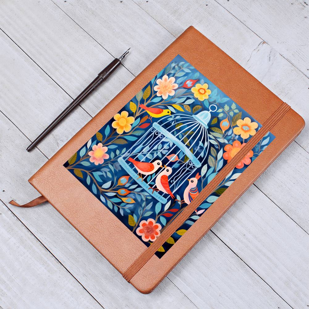 Birds And Floral Design 175 - Vegan Leather Journal