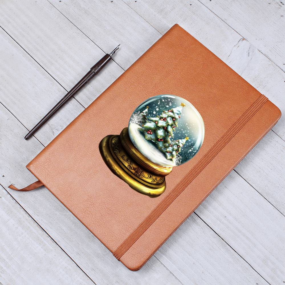 Watercolor Christmas Snow Globe 031 - Vegan Leather Journal