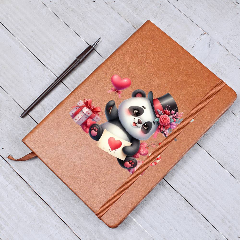 Valentine's Day Panda 011 - Vegan Leather Journal