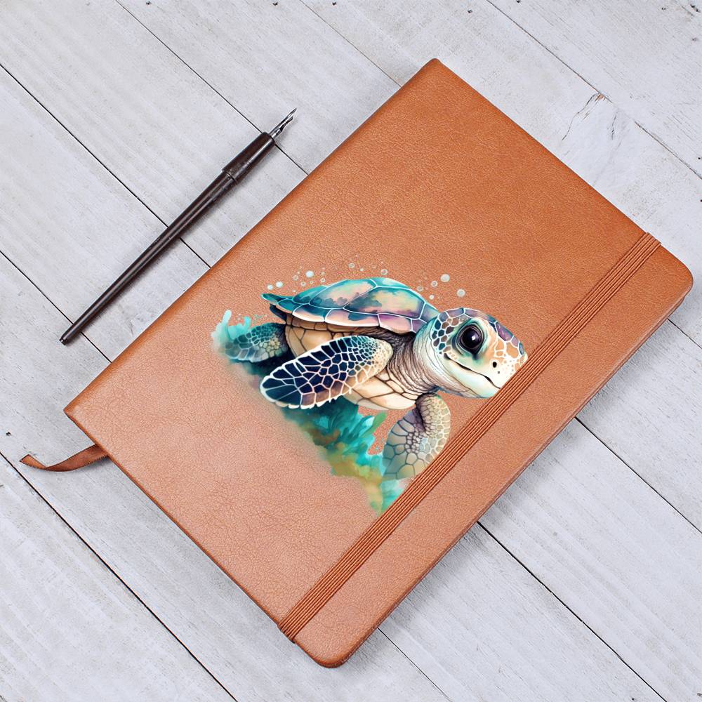Cute Sea Turtle 014 - Vegan Leather Journal