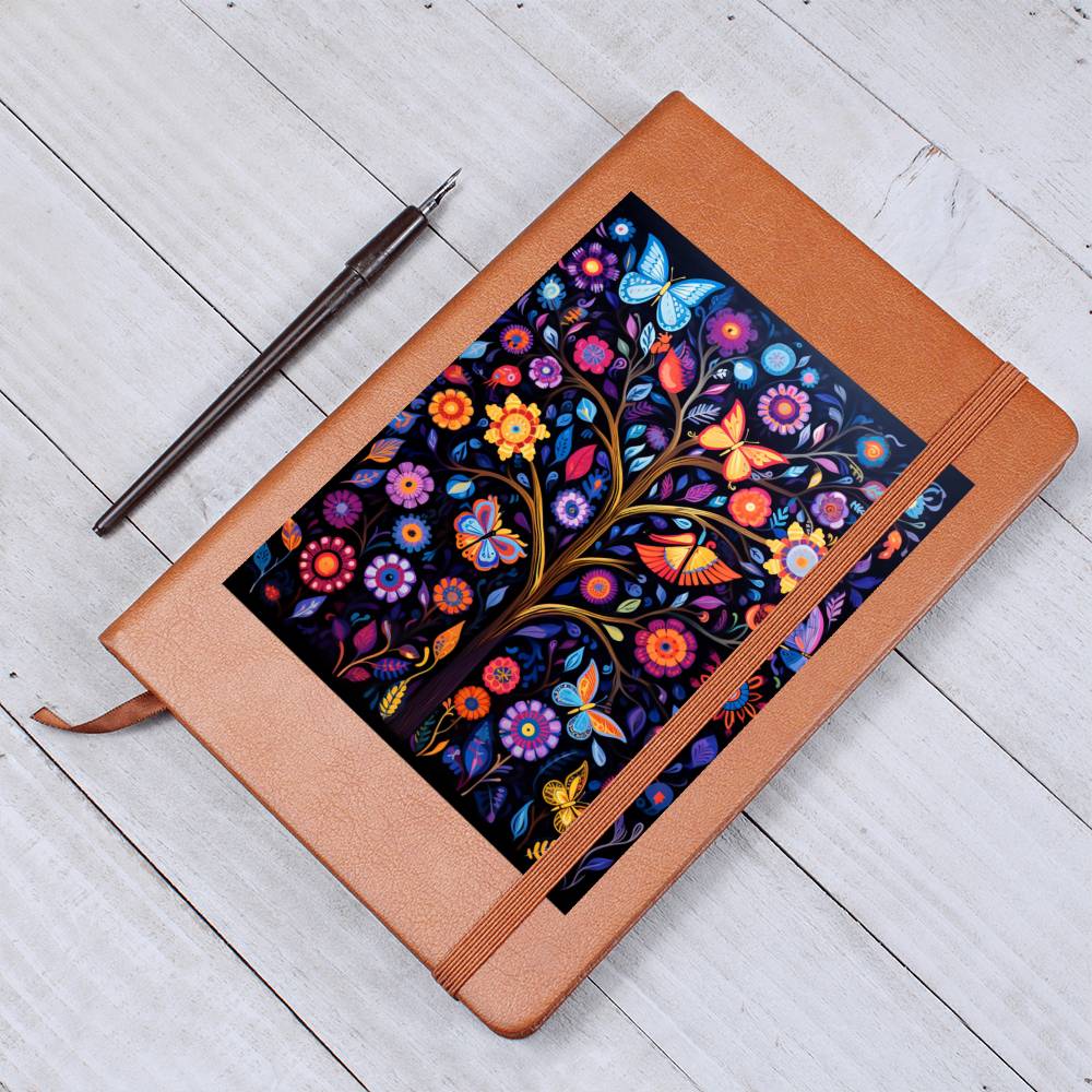 Birds And Floral Design 104 - Vegan Leather Journal