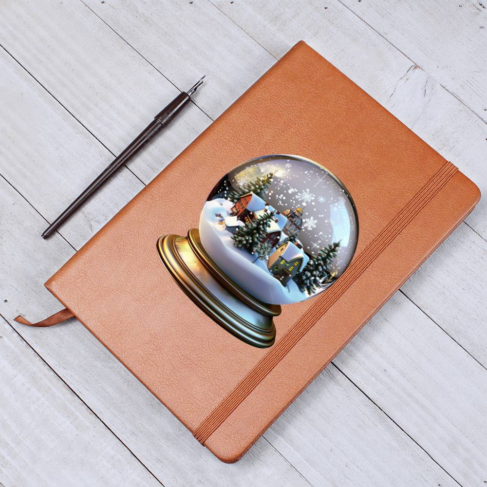 Watercolor Christmas Snow Globe 030 - Vegan Leather Journal