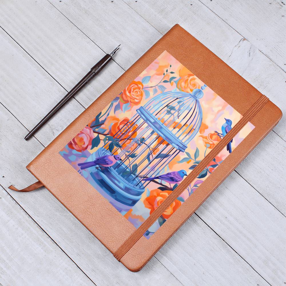 Birds And Floral Design 136 - Vegan Leather Journal