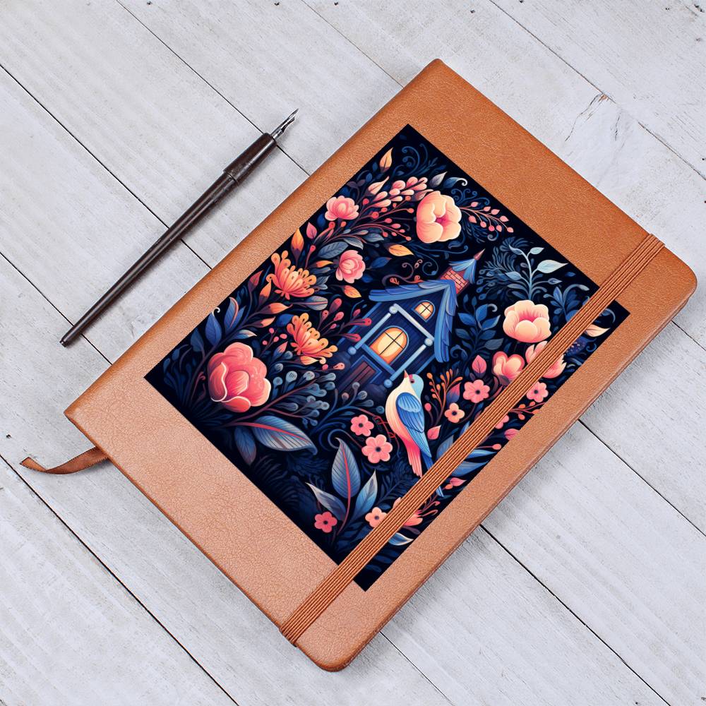 Birds And Floral Design 169 - Vegan Leather Journal