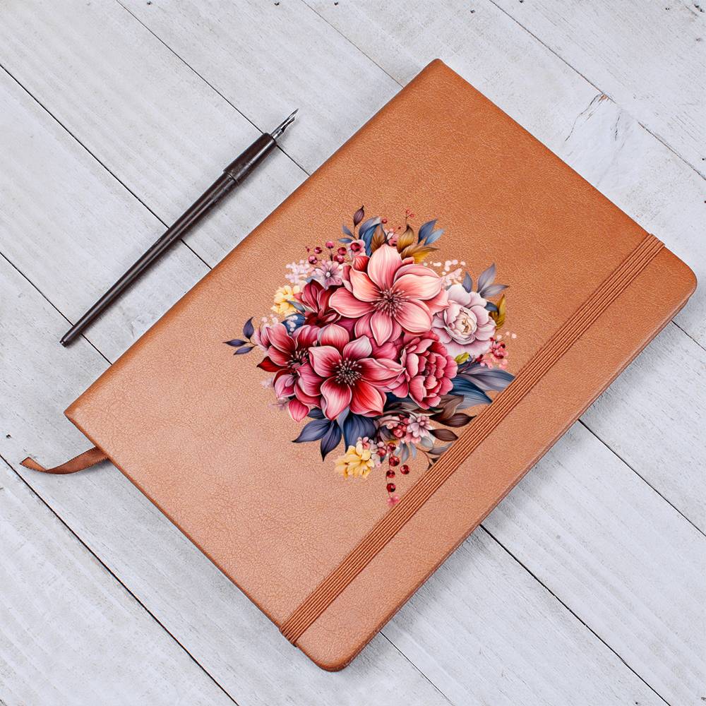 Floral Flower Wreath 110 - Vegan Leather Journal