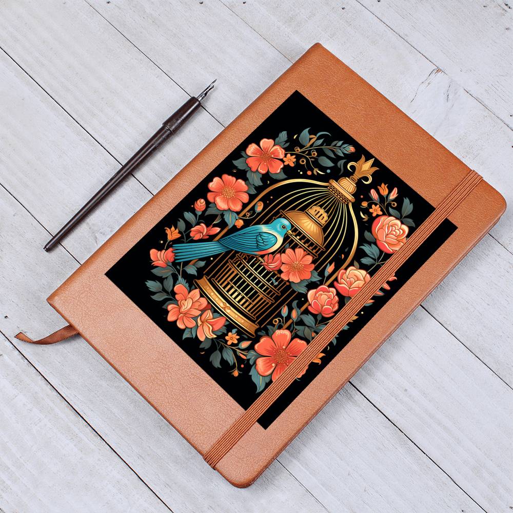 Birds And Floral Design 122 - Vegan Leather Journal