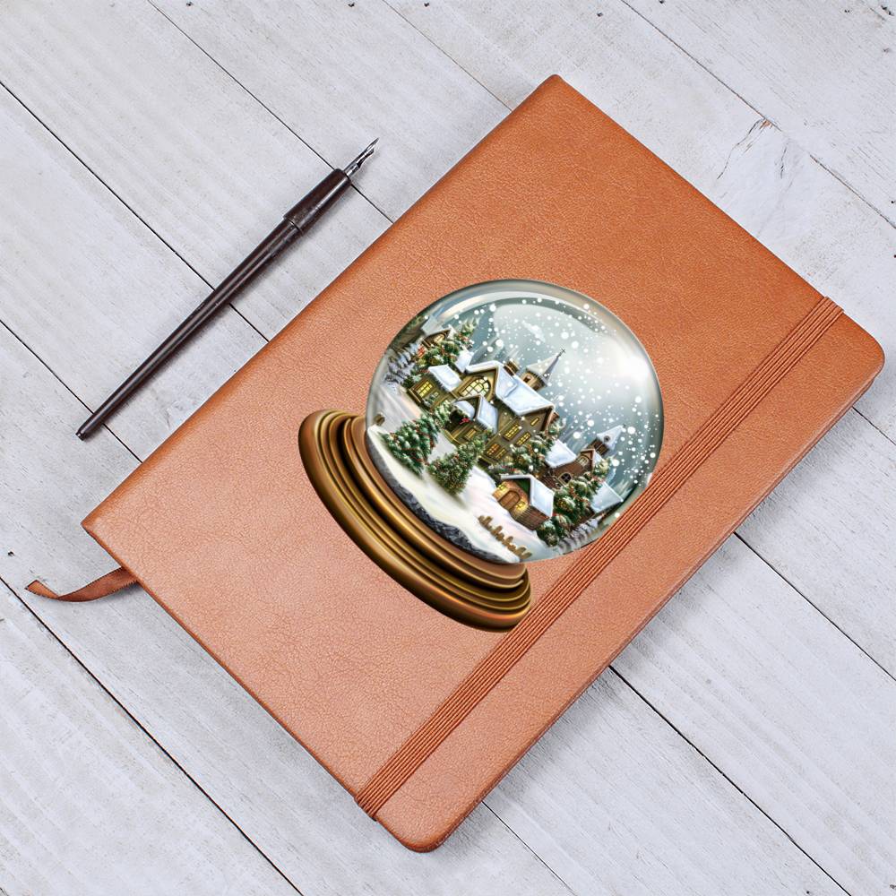 Watercolor Christmas Snow Globe 023 - Vegan Leather Journal
