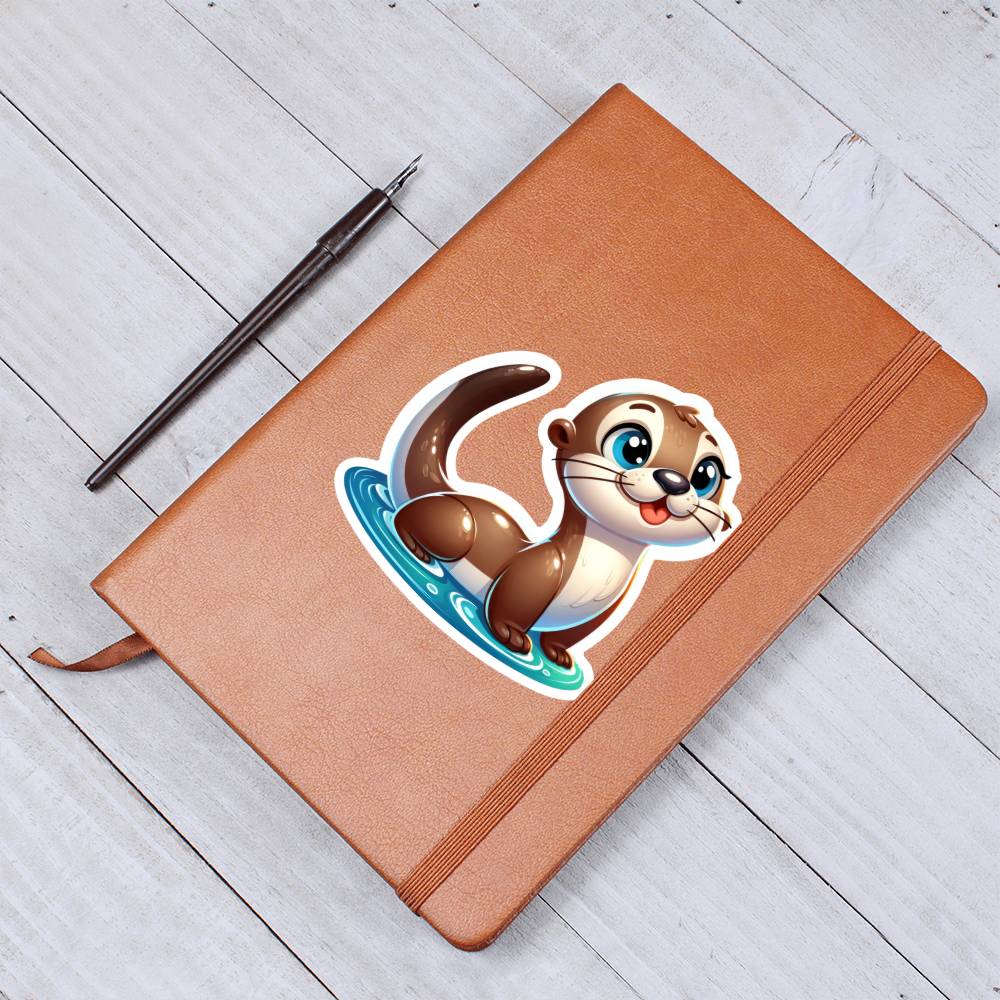 Cute Otter sticker 114 - Vegan Leather Journal