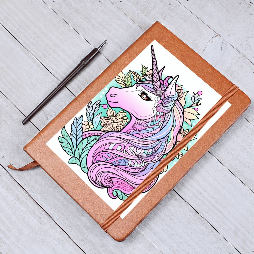 Cute Unicorn 090 - Vegan Leather Journal