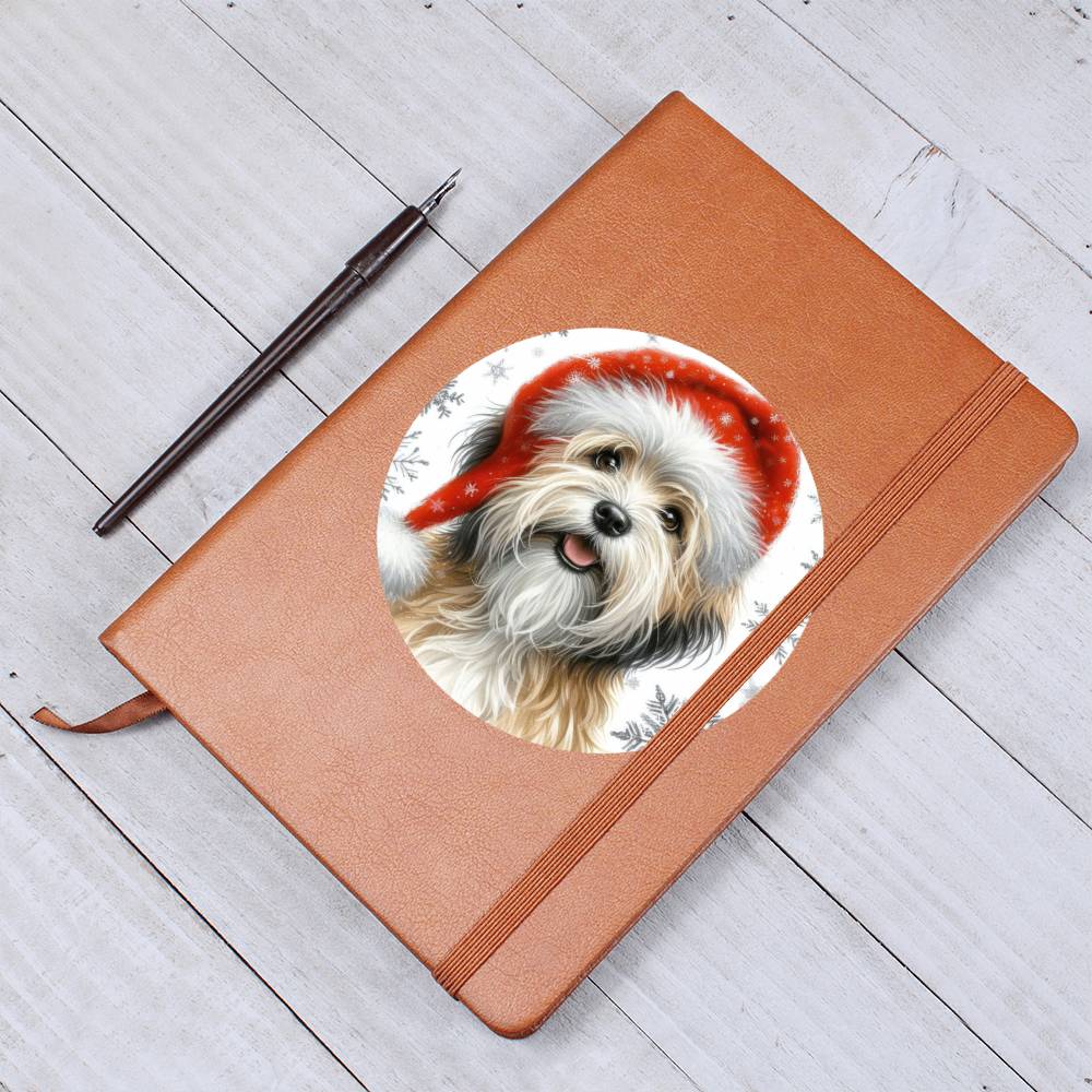 Christmas Dog - Dandie Dinmont Terrier - Vegan Leather Journal