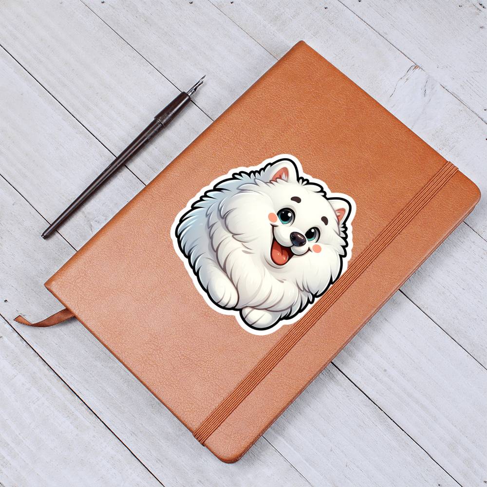 Cute Samoyed dog sticker 155 - Vegan Leather Journal