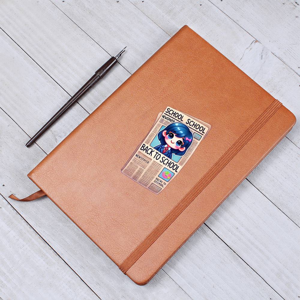 Cute Back to School Sticker 028 - Vegan Leather Journal