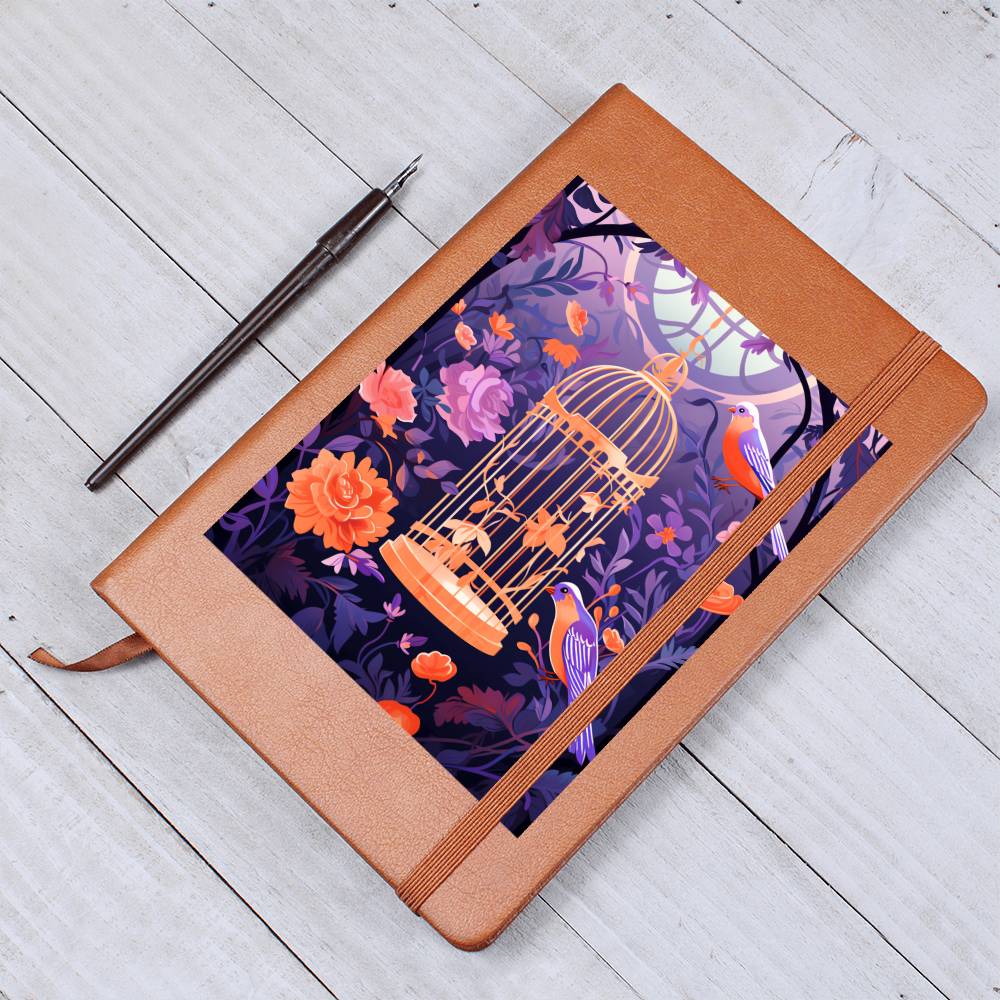 Birds And Floral Design 149 - Vegan Leather Journal