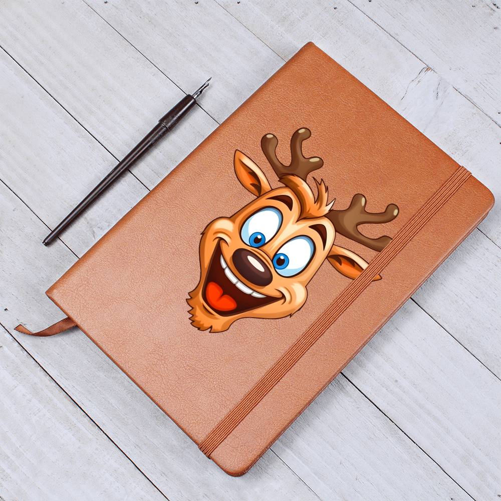 Funny Reindeer Face 04 - Vegan Leather Journal