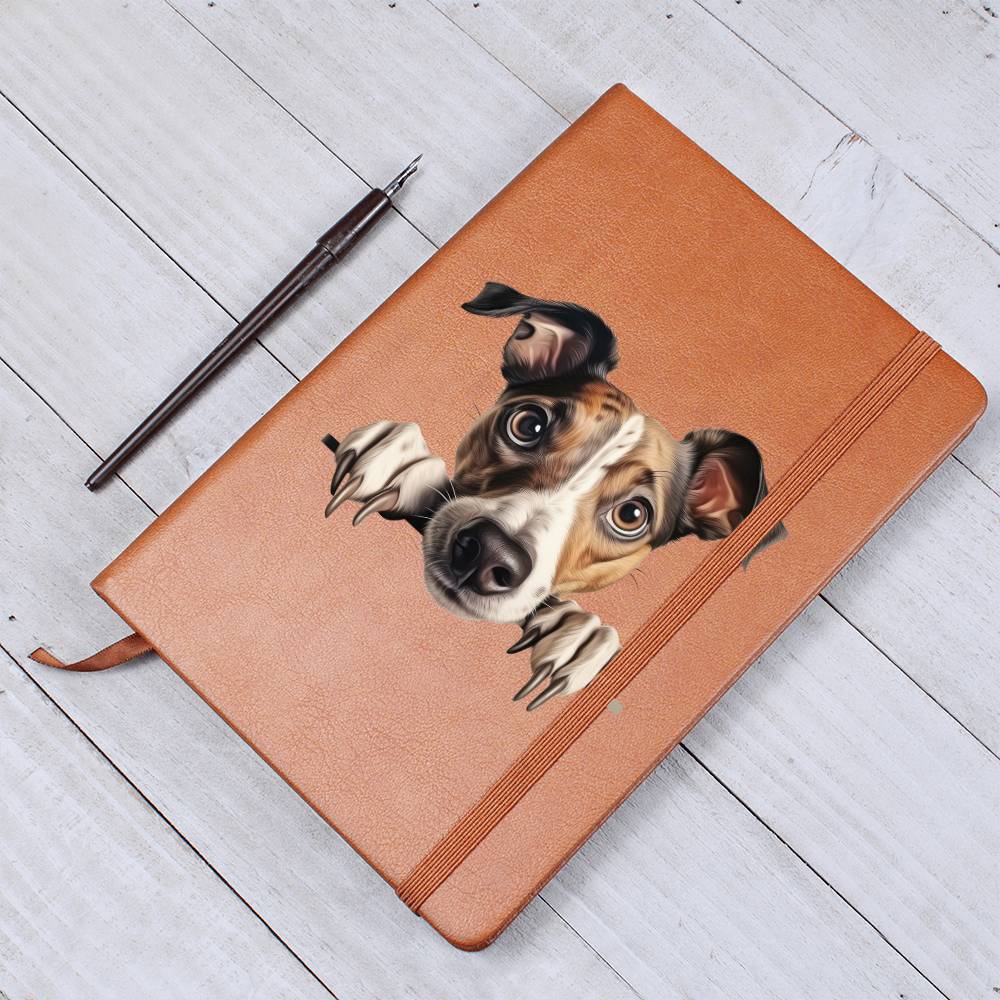 Greyhound Peeking - Vegan Leather Journal