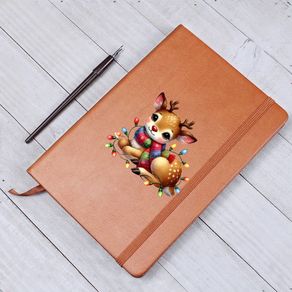 Cute Christmas Reindeer 024 - Vegan Leather Journal