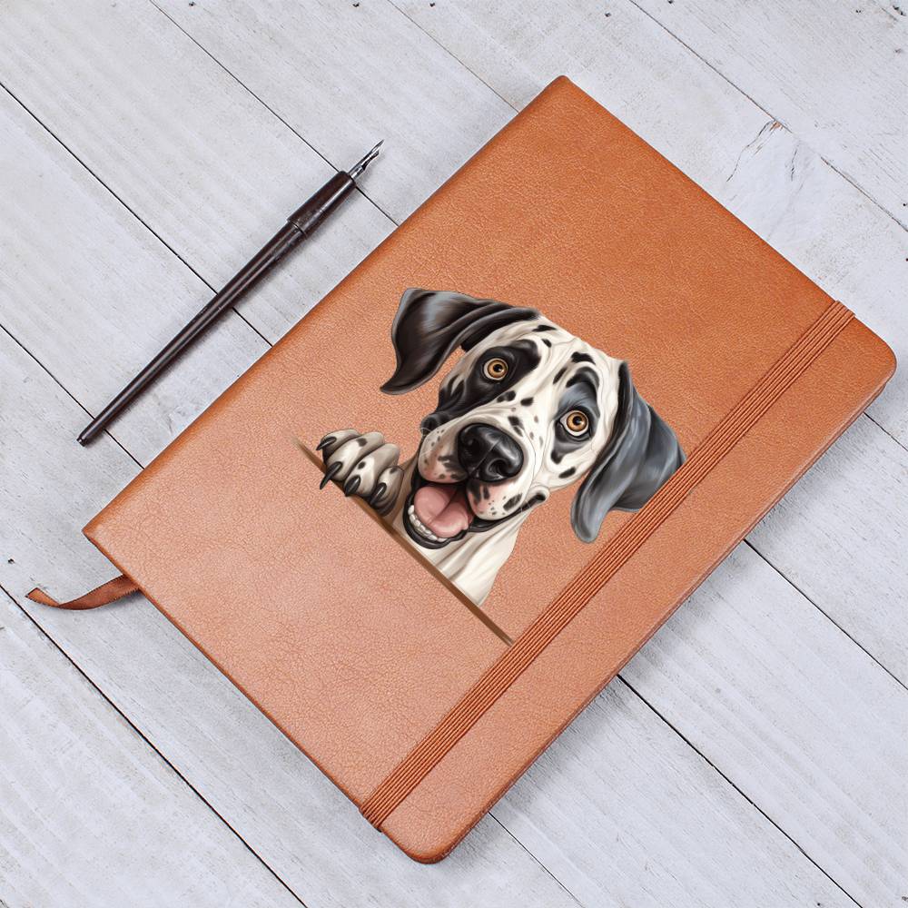 Great Dane Peeking - Vegan Leather Journal