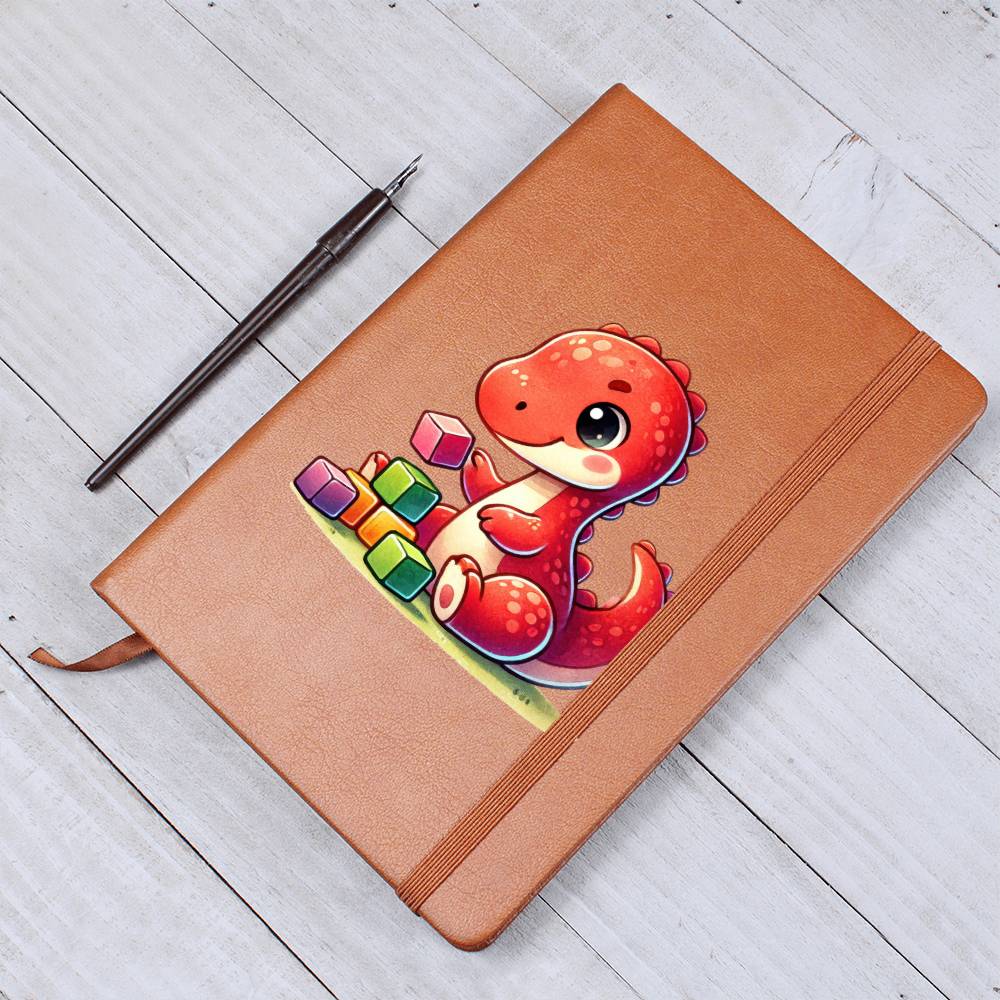 Colorful Baby Dinosaur 019 - Vegan Leather Journal