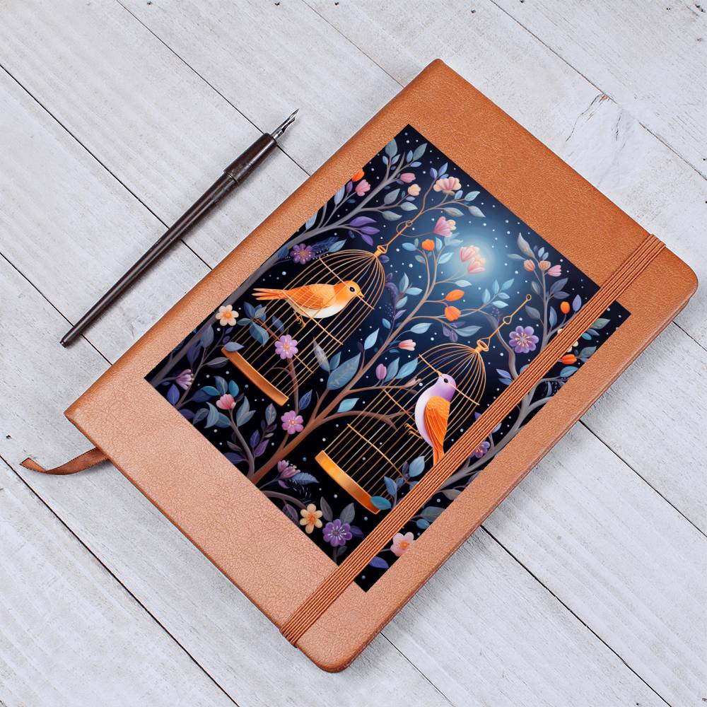 Birds And Floral Design 179 - Vegan Leather Journal
