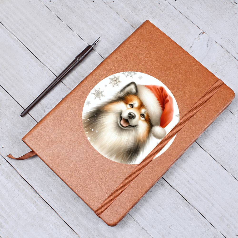 Christmas Dog - Finnish Lapphund - Vegan Leather Journal