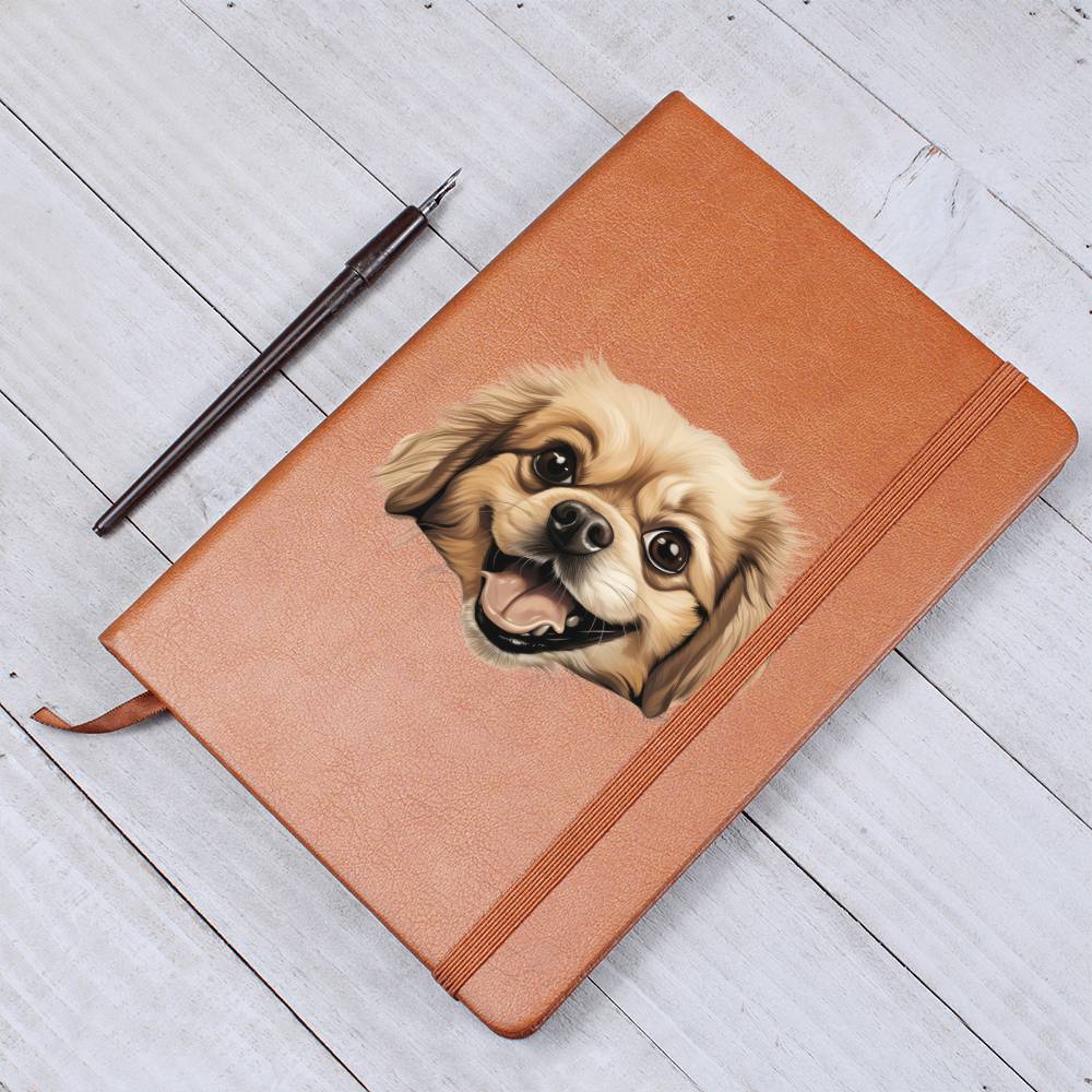 Tibetan Spaniel Peeking - Vegan Leather Journal