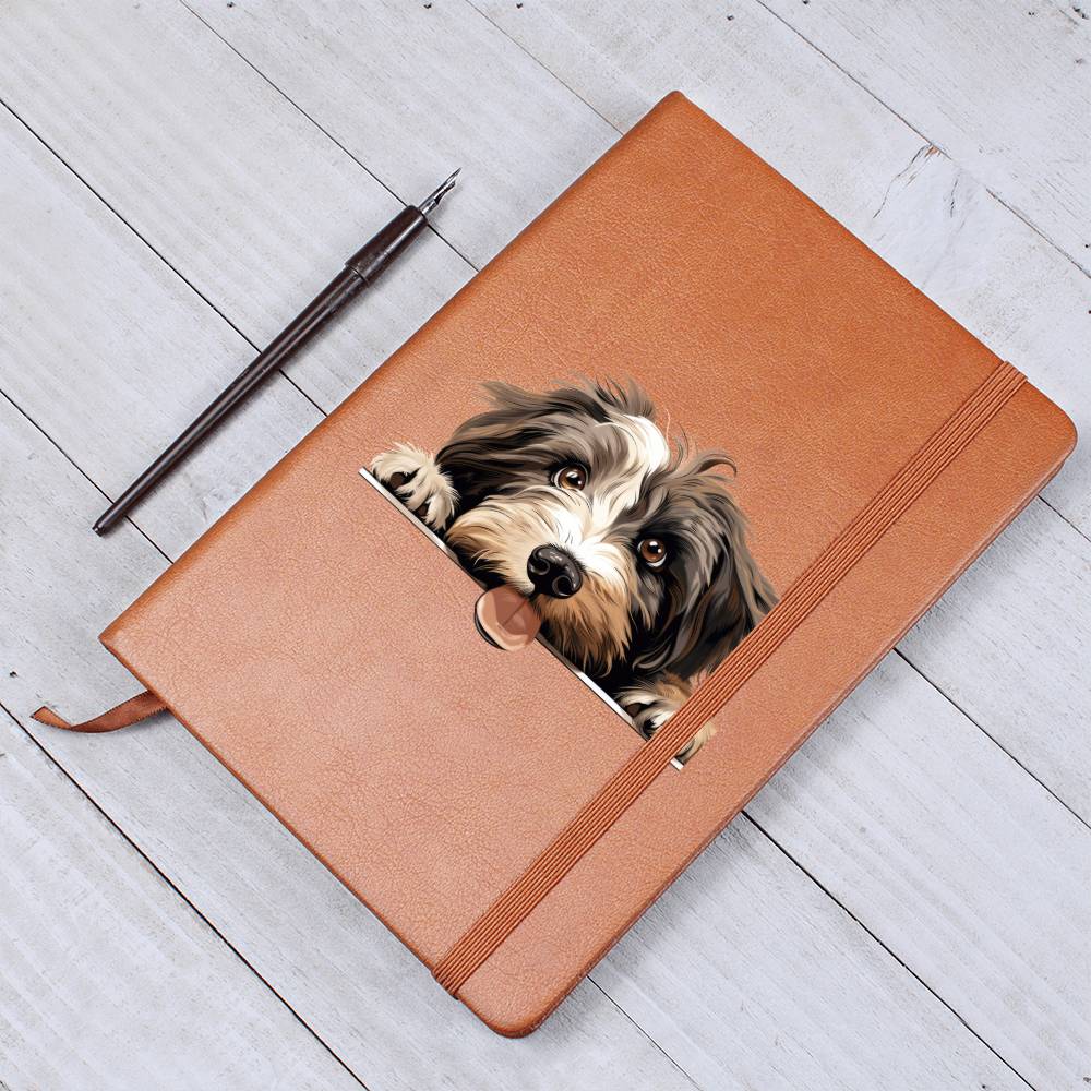 Tibetan Terrier Peeking - Vegan Leather Journal