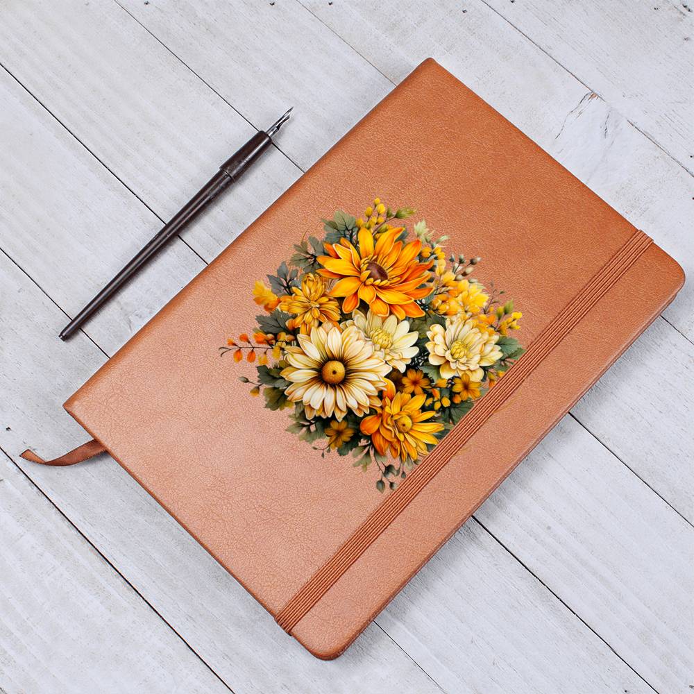 Floral Flower Wreath 145 - Vegan Leather Journal