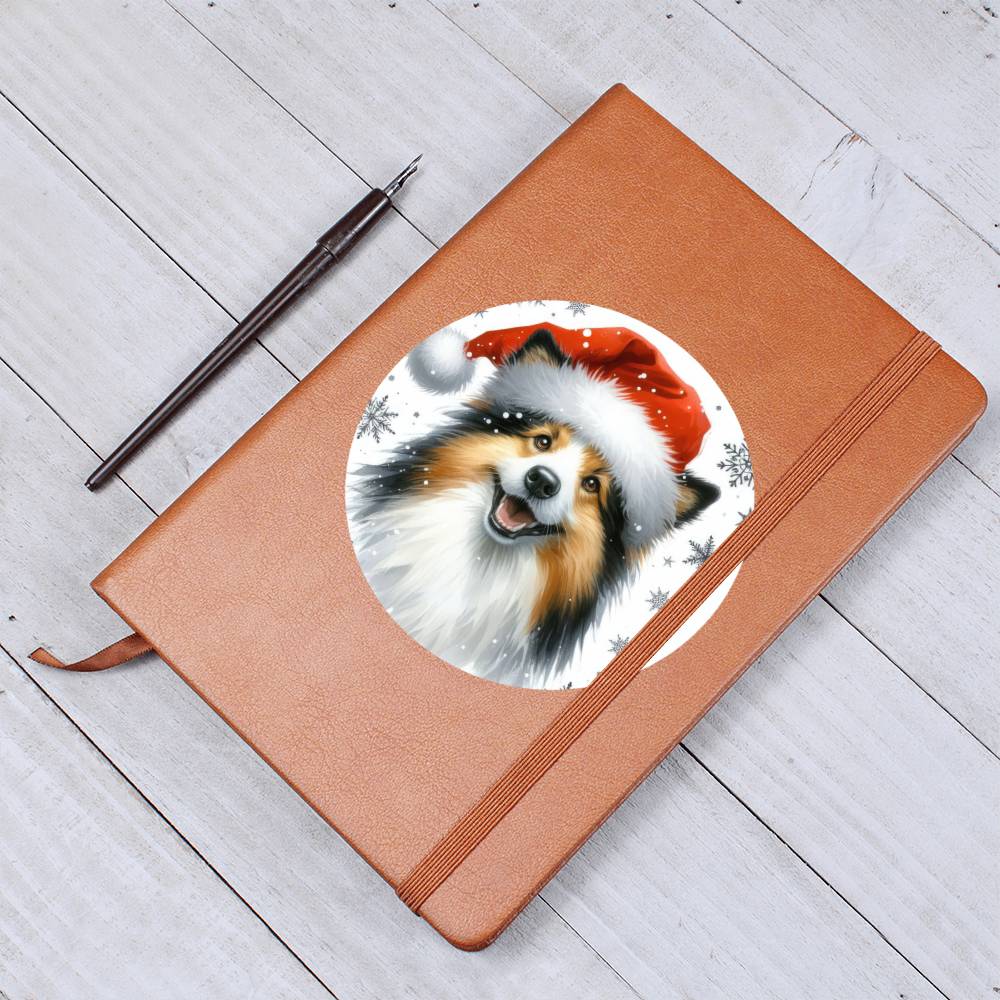 Christmas Dog - Icelandic Sheepdog - Vegan Leather Journal