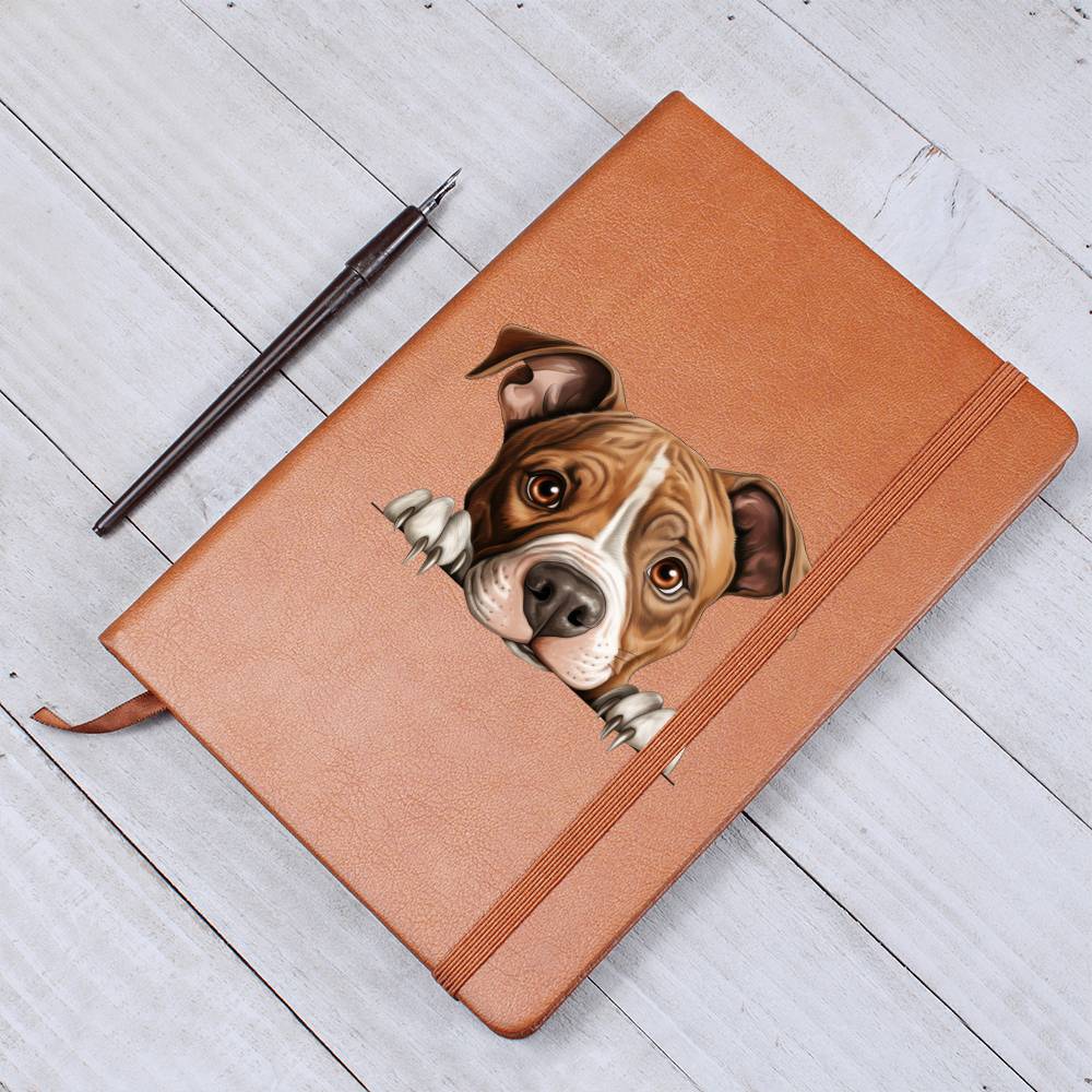 American Staffordshire Terrier Peeking - Vegan Leather Journal