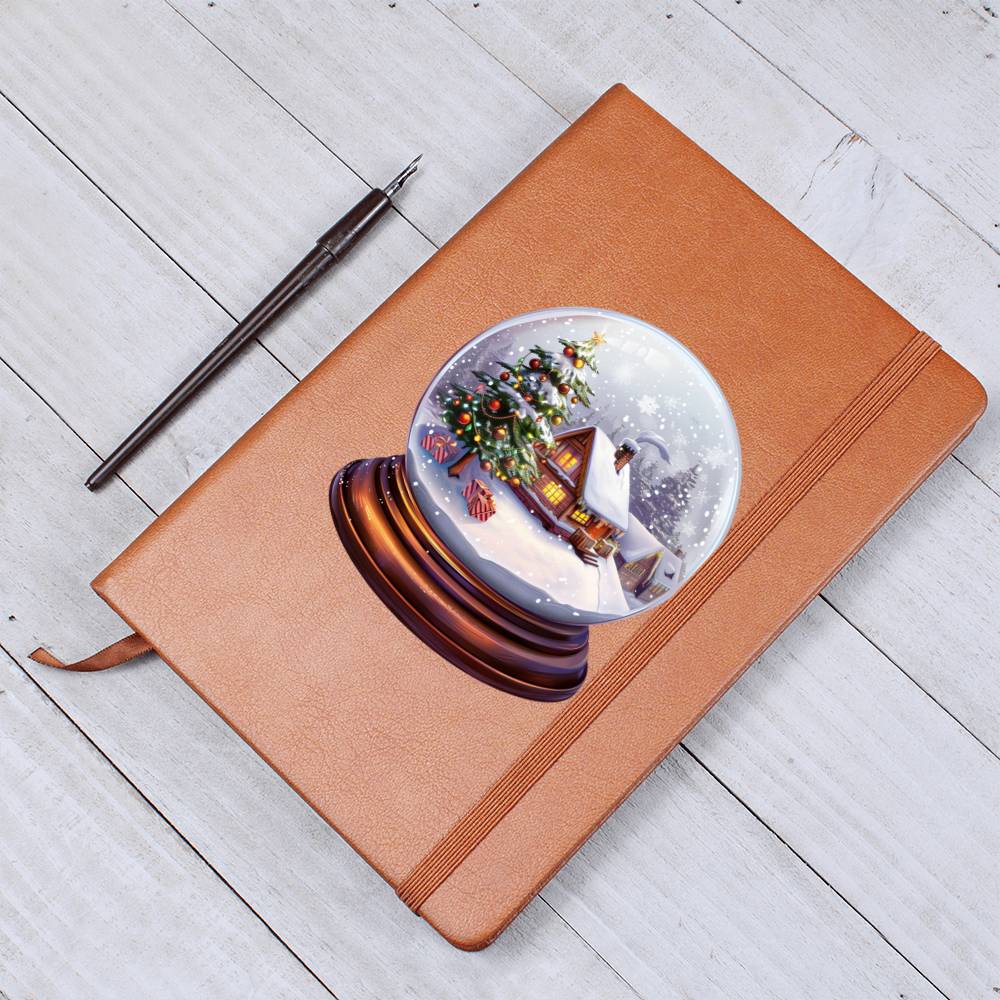 Watercolor Christmas Snow Globe 032 - Vegan Leather Journal
