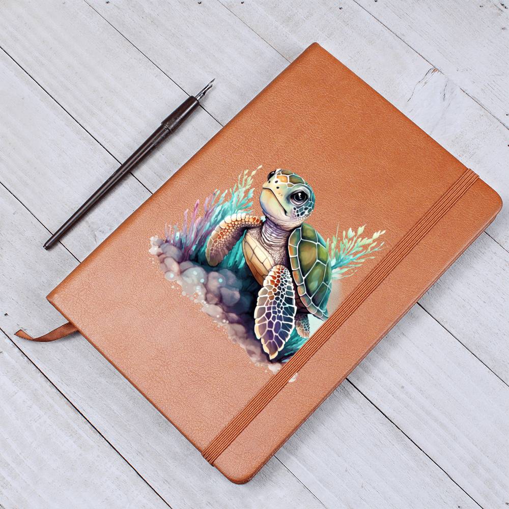 Cute Sea Turtle 015 - Vegan Leather Journal