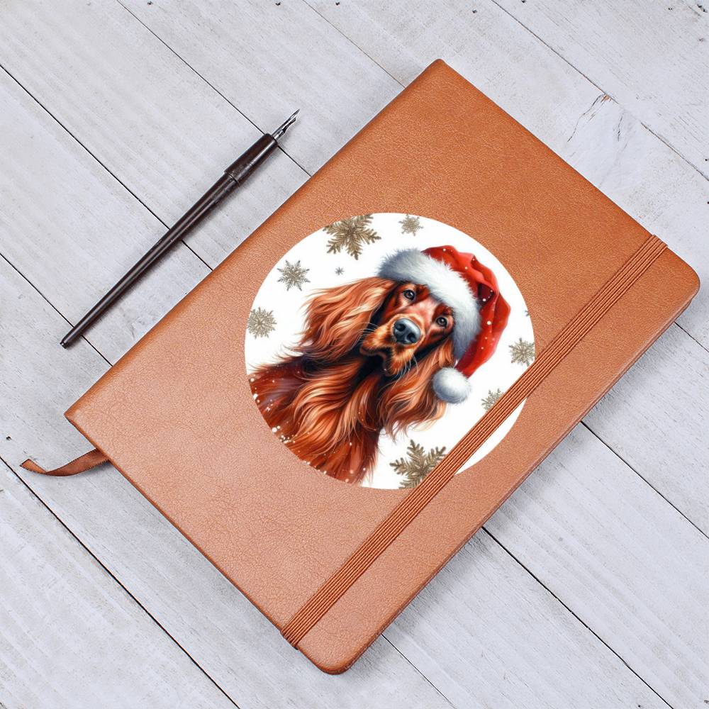 Christmas Dog - Irish Setter - Vegan Leather Journal