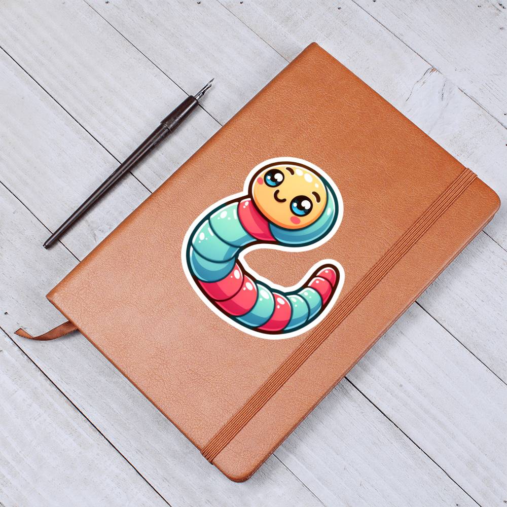 Cute Worm sticker 220 - Vegan Leather Journal