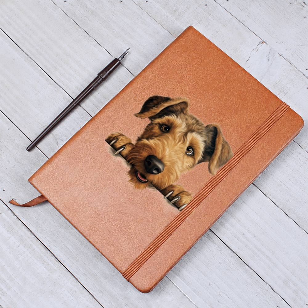 Welsh Terrier Peeking - Vegan Leather Journal