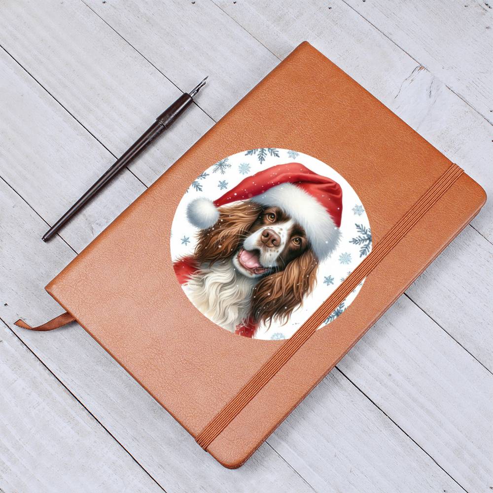 Christmas Dog - English Springer Spaniel - Vegan Leather Journal
