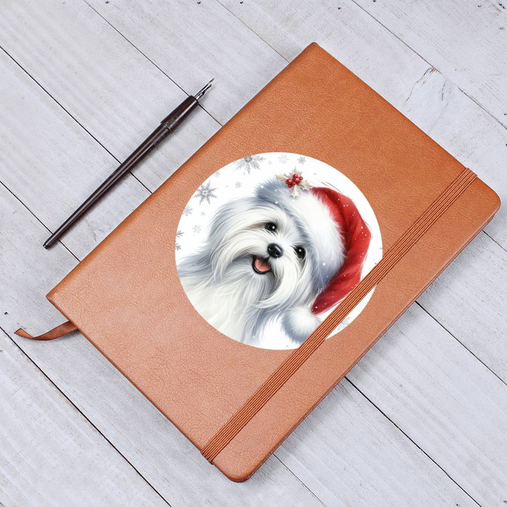 Christmas Dog - Maltese - Vegan Leather Journal