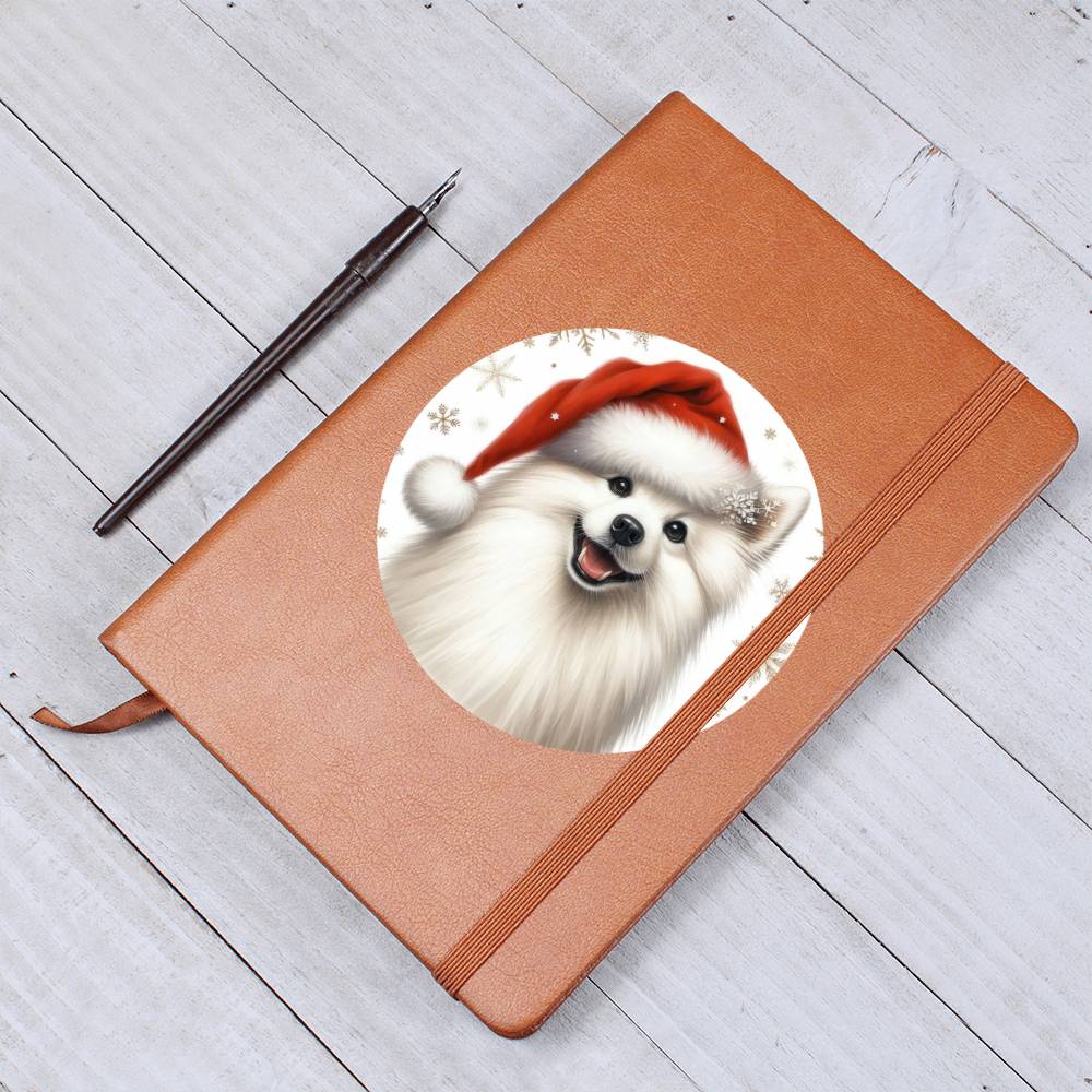 Christmas Dog - American Eskimo - Vegan Leather Journal