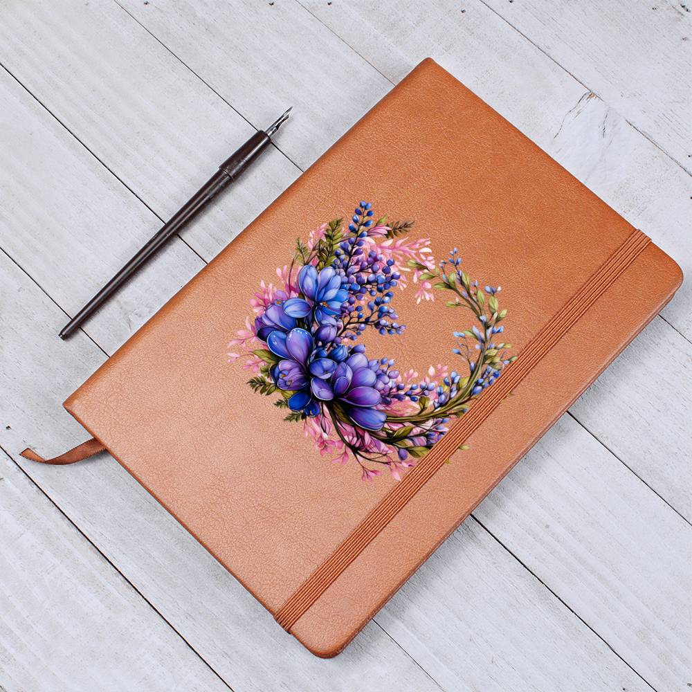 Floral Flower Wreath 105 - Vegan Leather Journal