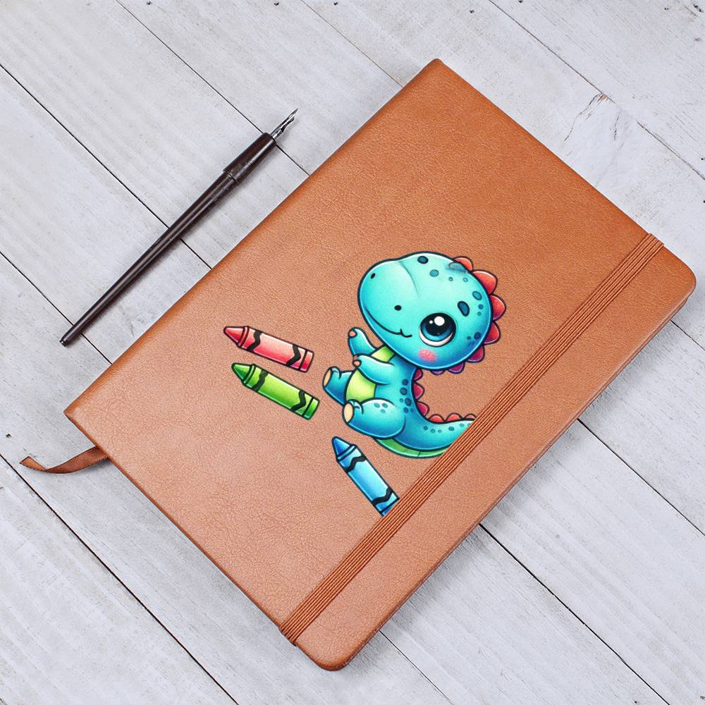Colorful Baby Dinosaur 056 - Vegan Leather Journal