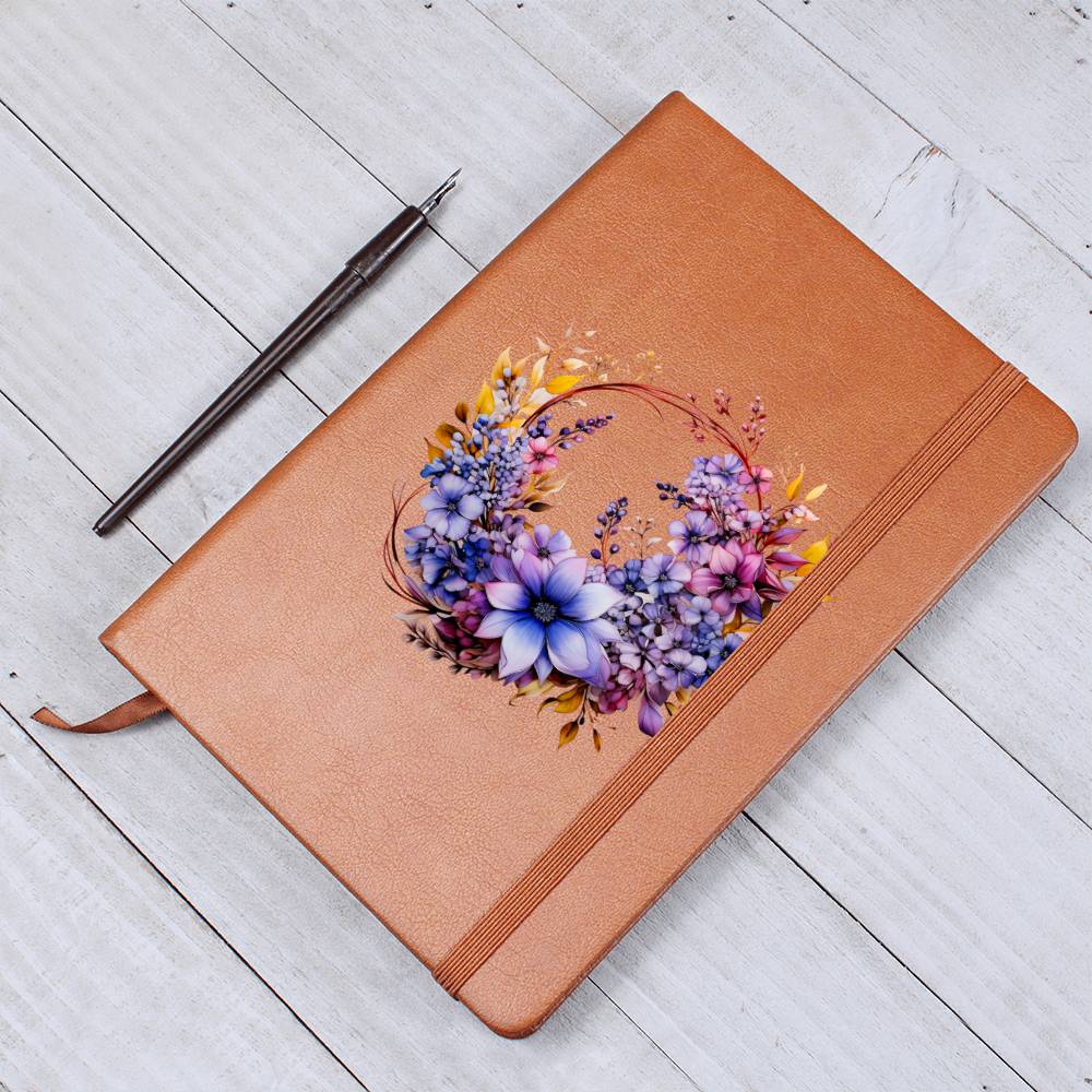 Floral Flower Wreath 027 - Vegan Leather Journal