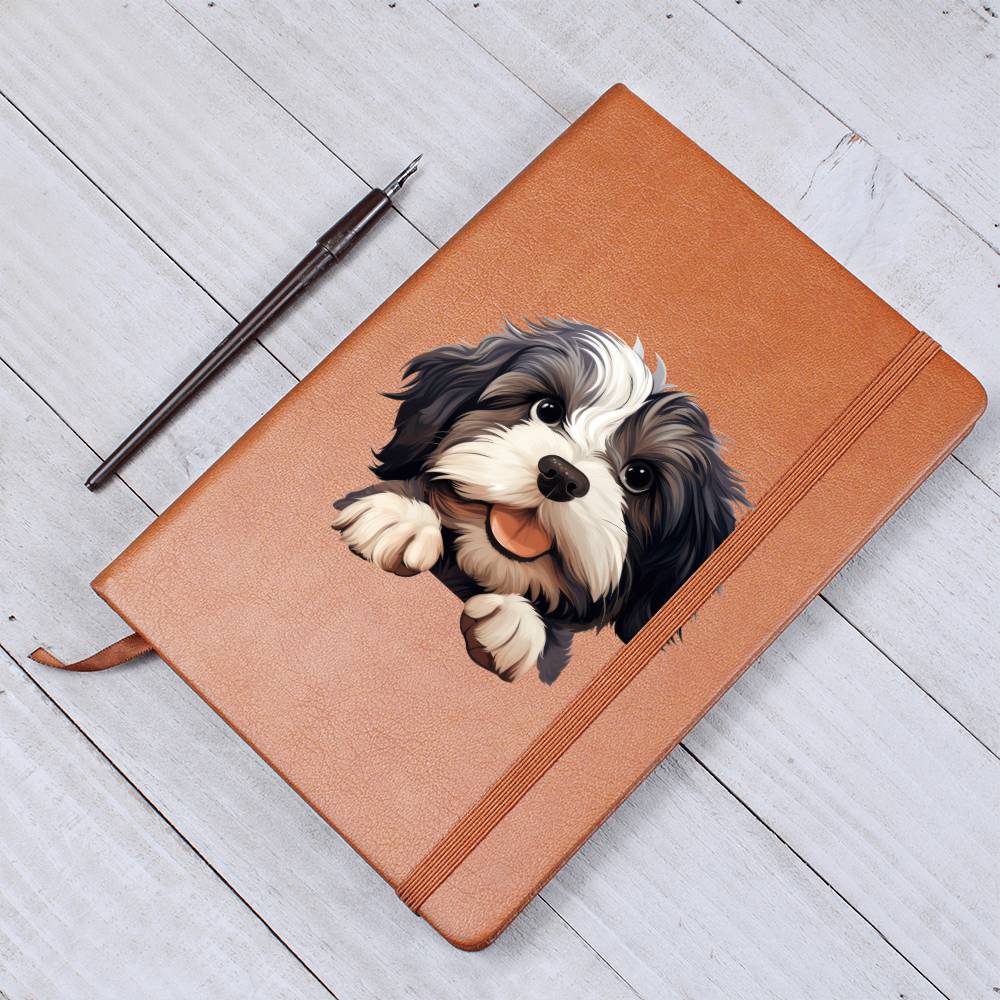 Lowchen Peeking - Vegan Leather Journal