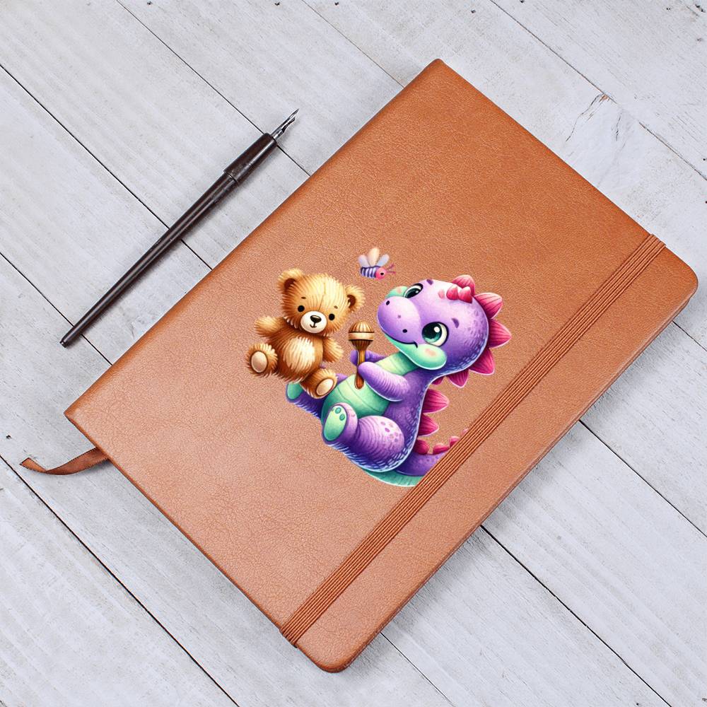 Colorful Baby Dinosaur 046 - Vegan Leather Journal