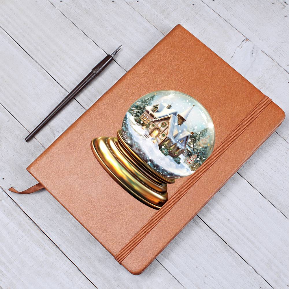 Watercolor Christmas Snow Globe 020 - Vegan Leather Journal