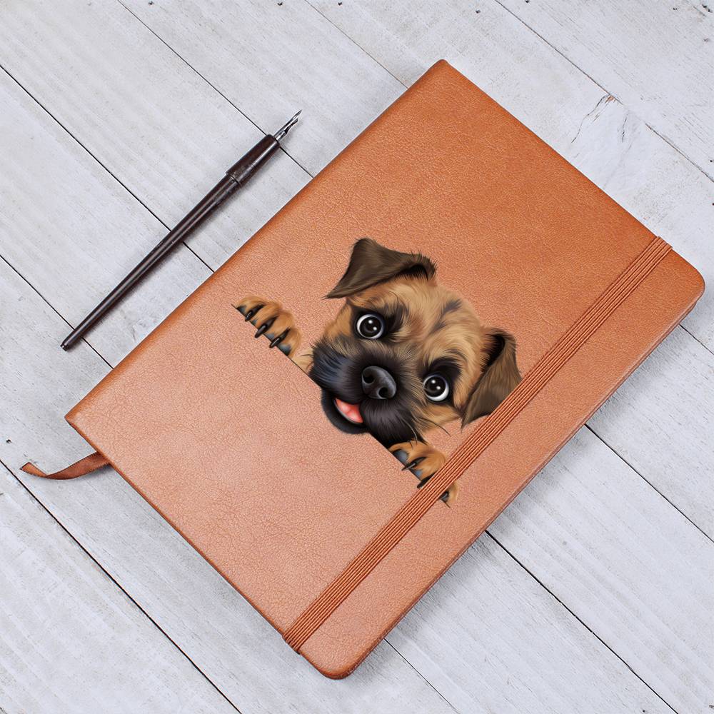 Border Terrier Peeking - Vegan Leather Journal