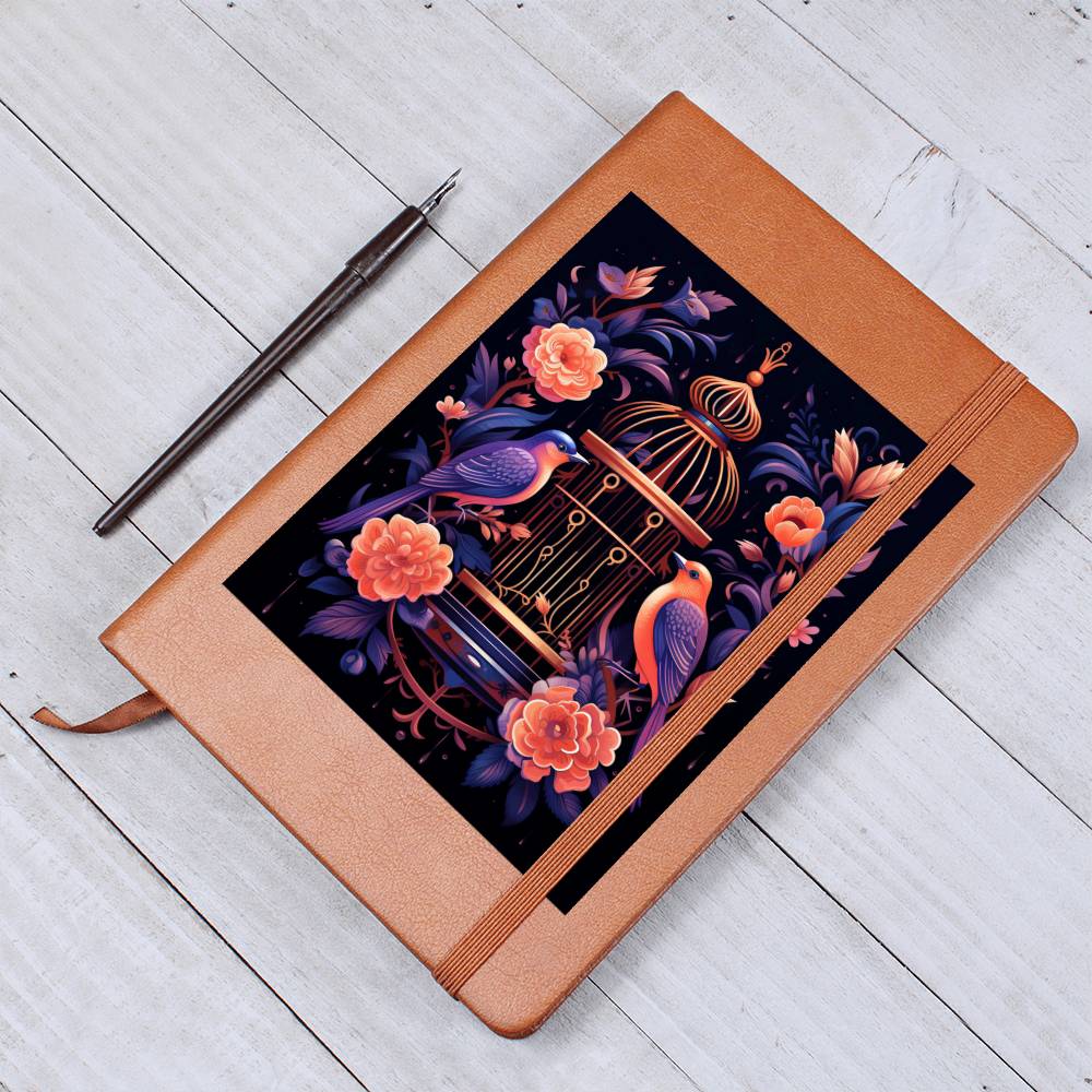 Birds And Floral Design 142 - Vegan Leather Journal