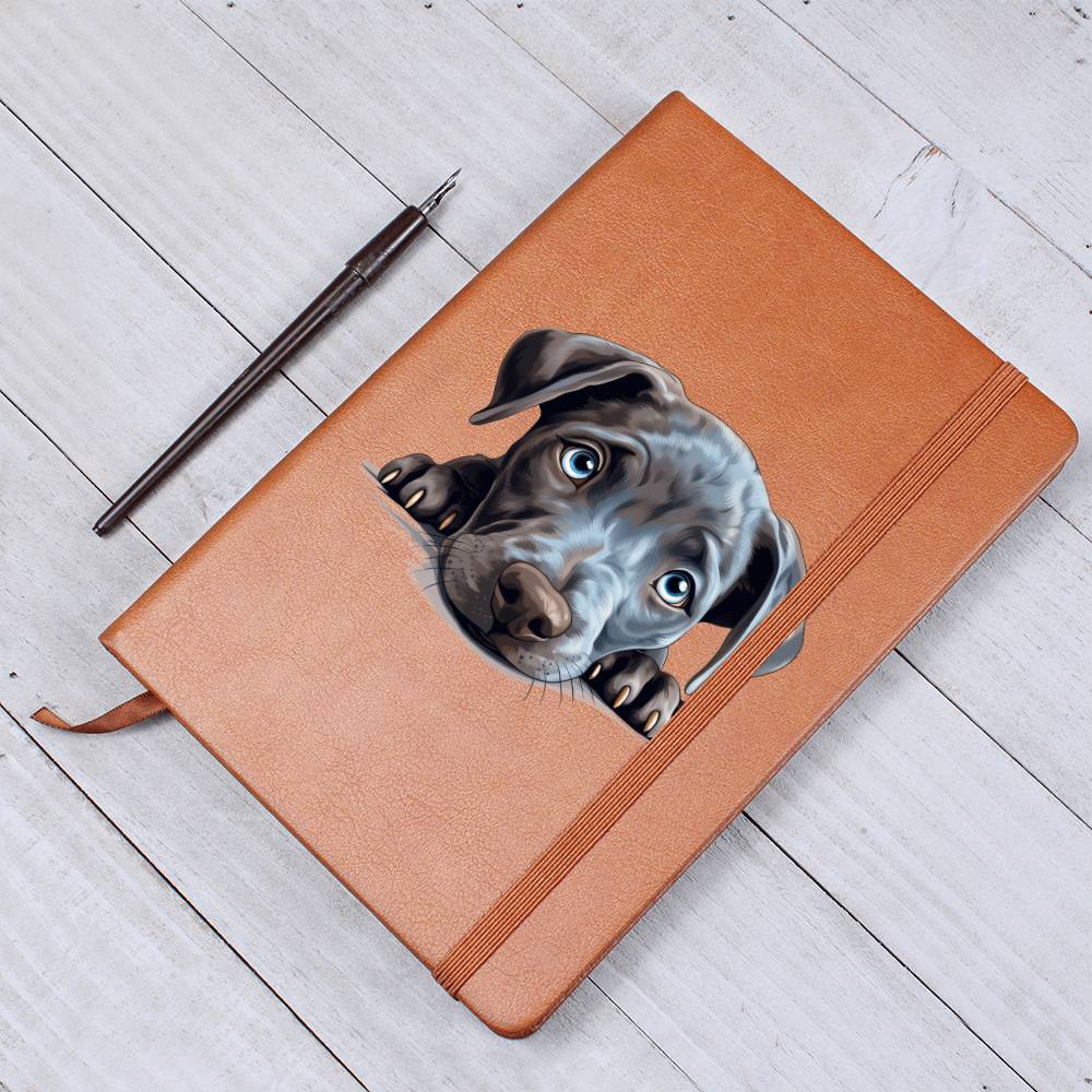Blue Lacy Peeking - Vegan Leather Journal