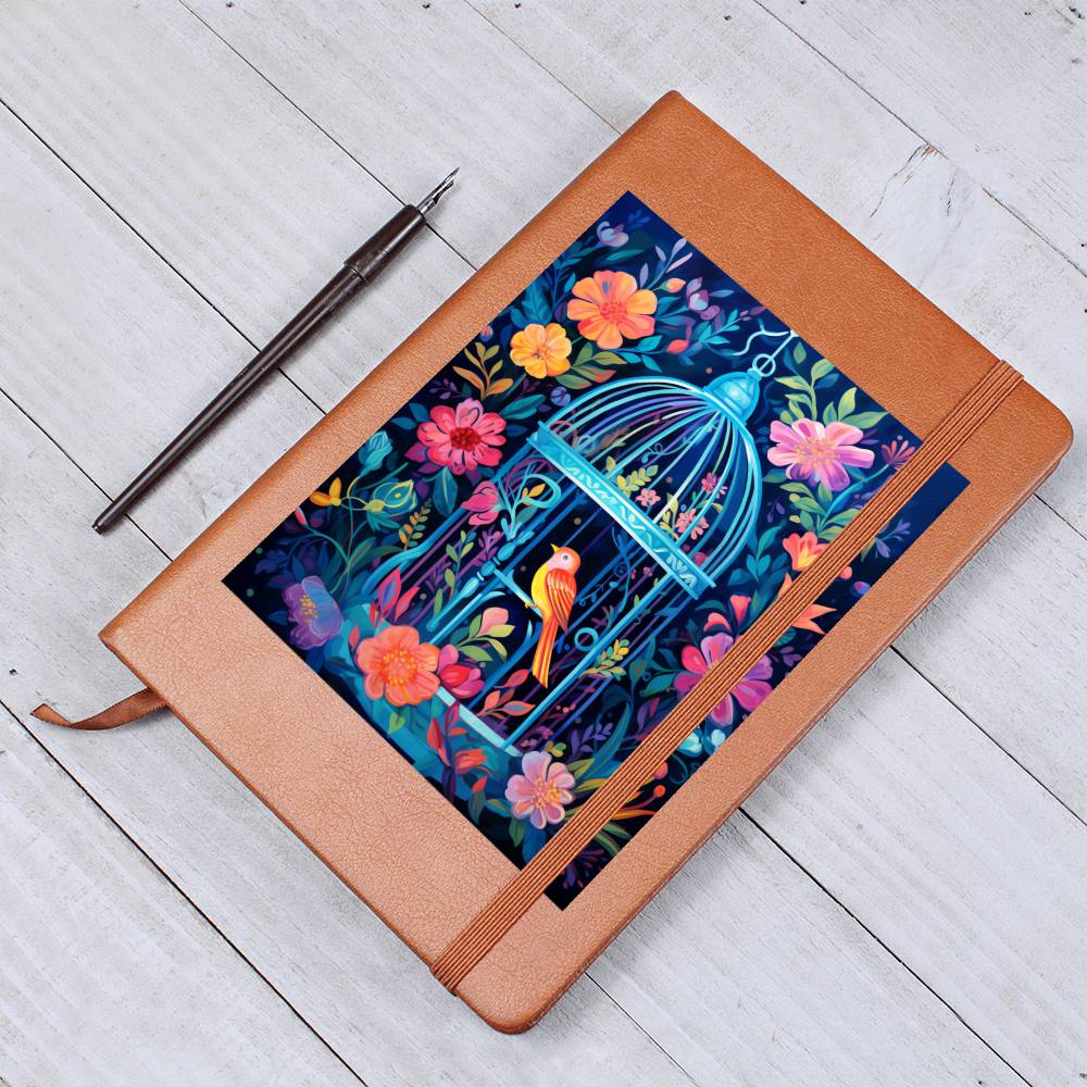 Birds And Floral Design 167 - Vegan Leather Journal